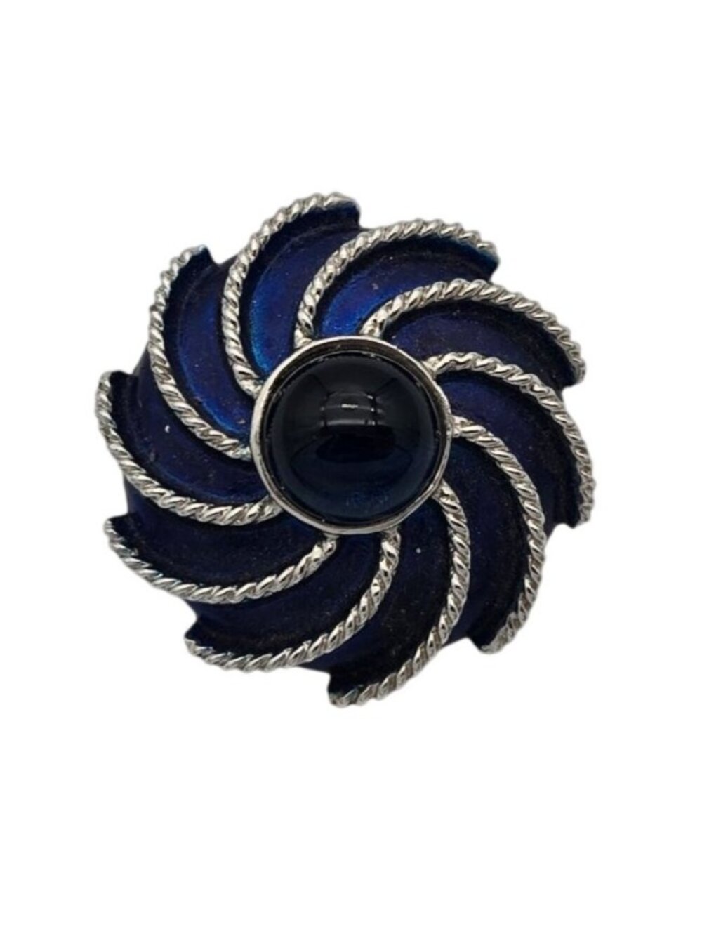 VTG 1970s Avon Moonwind Silver-Tone Blue Cabochon Brooch/Pin